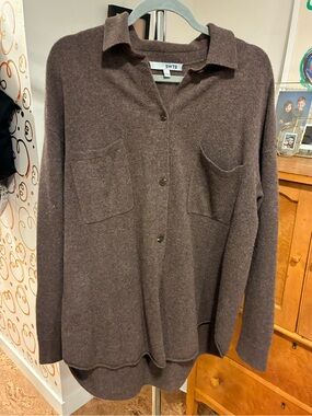 Women’s Chocolate Brown Button-Front Cardigan Sweater